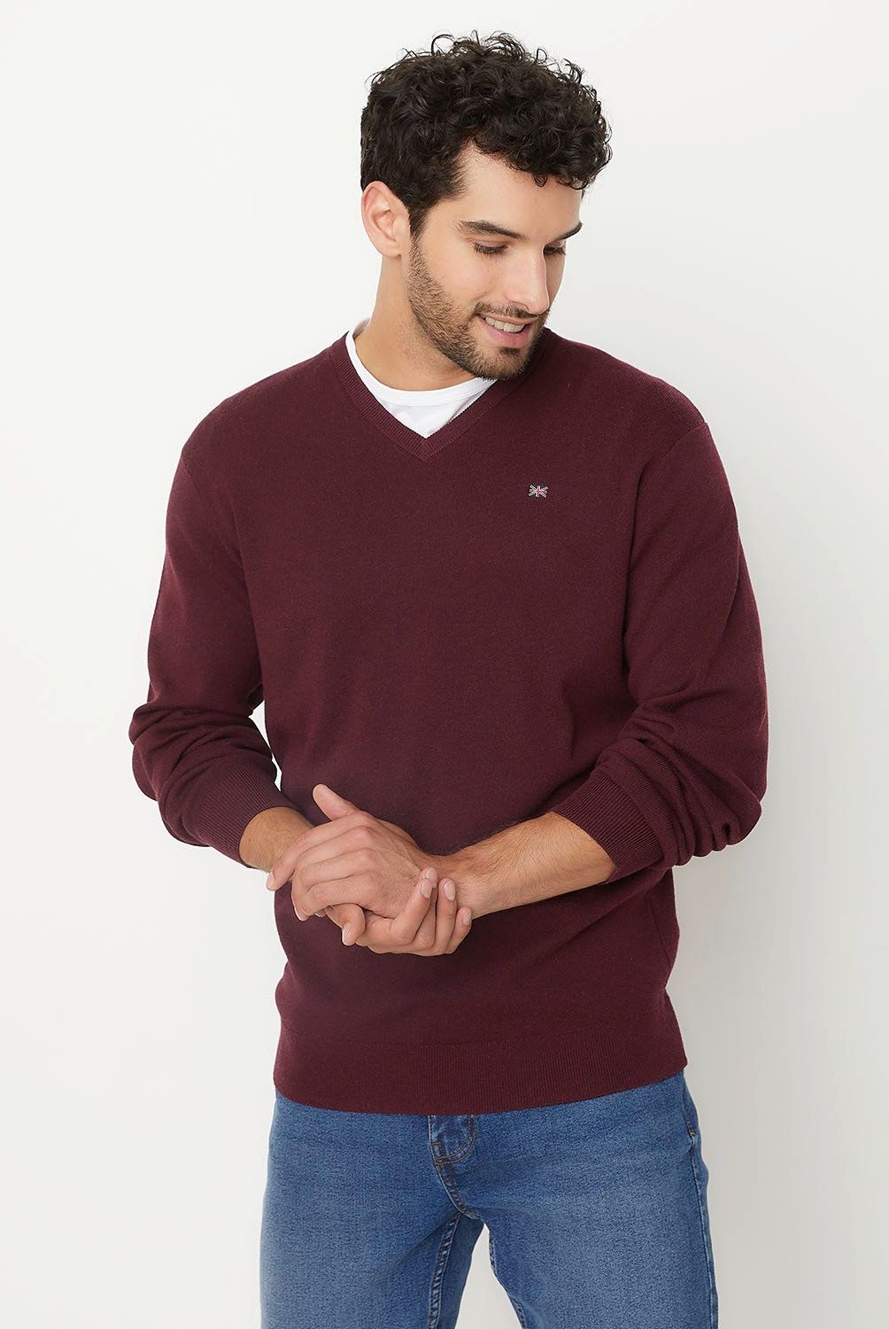 UNIVERSITY CLUB - Sweater Casual Algodón University Club Hombre Cuello En V