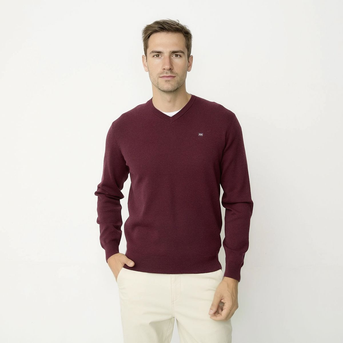 UNIVERSITY CLUB - Sweater Casual Algodón University Club Hombre Cuello En V
