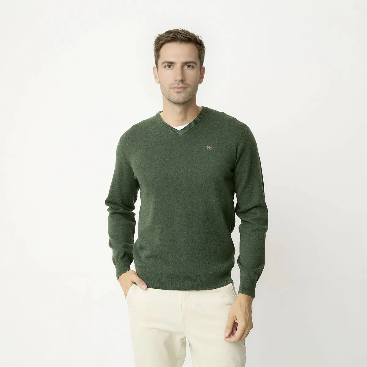 UNIVERSITY CLUB - Sweater Casual Algodón University Club Hombre Cuello En V