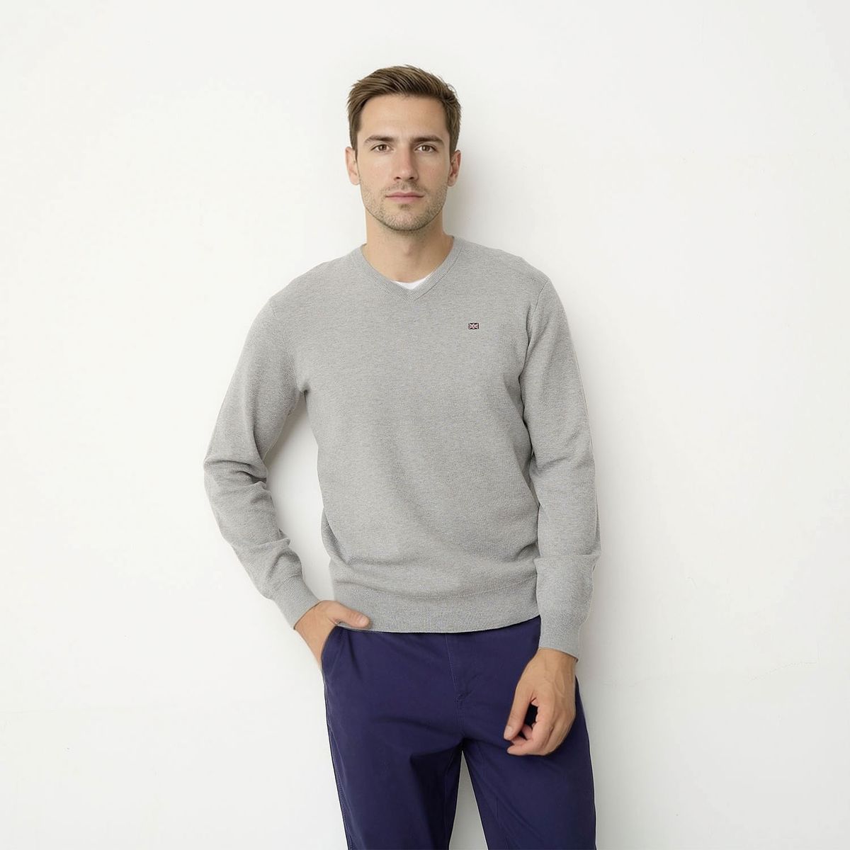 UNIVERSITY CLUB - Sweater Casual Algodón University Club Hombre Cuello En V