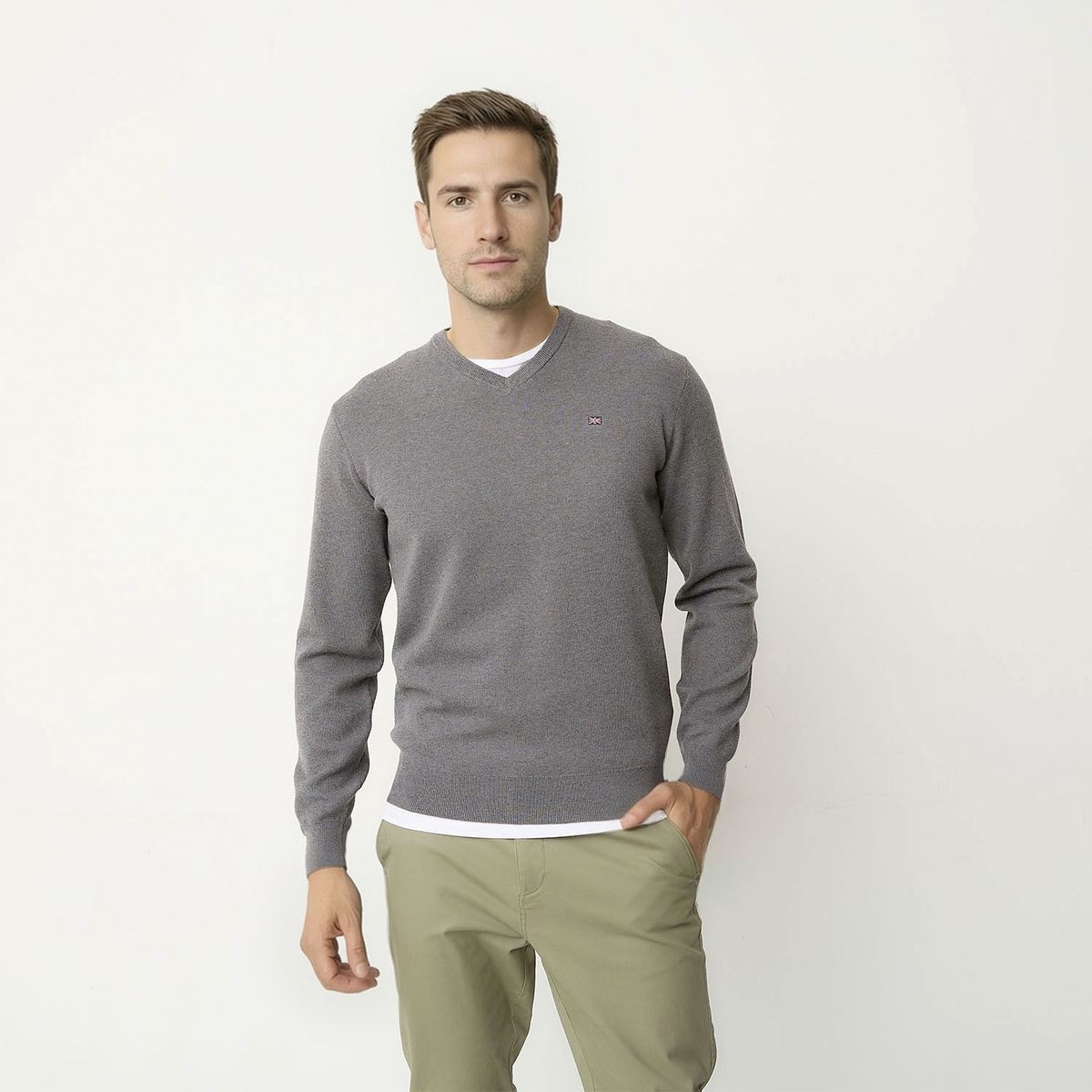 UNIVERSITY CLUB - Sweater Casual Algodón University Club Hombre Cuello En V