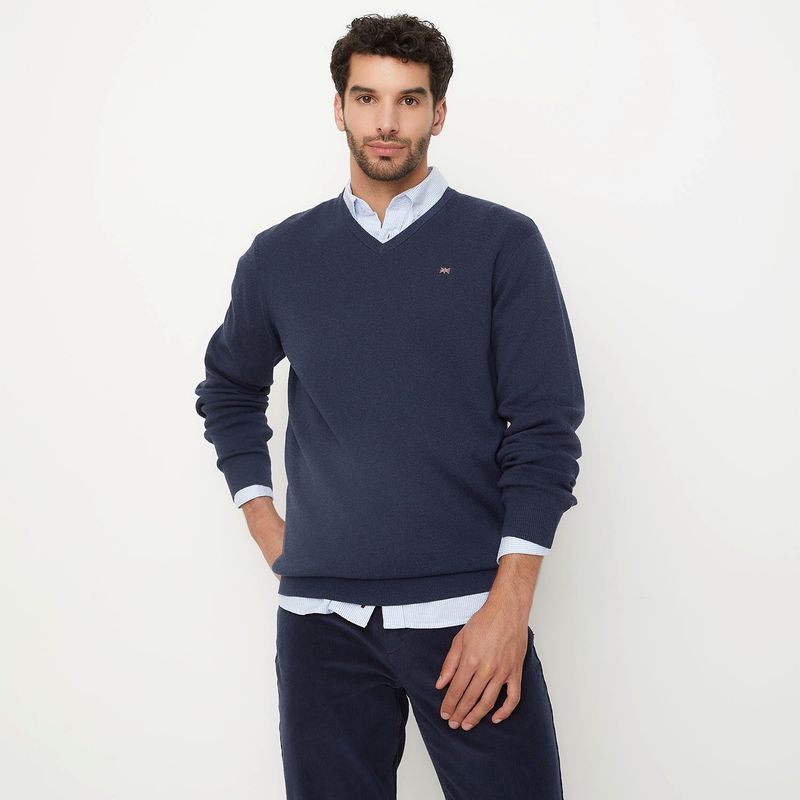 UNIVERSITY CLUB - Sweater Casual Algodón University Club Hombre Cuello En V