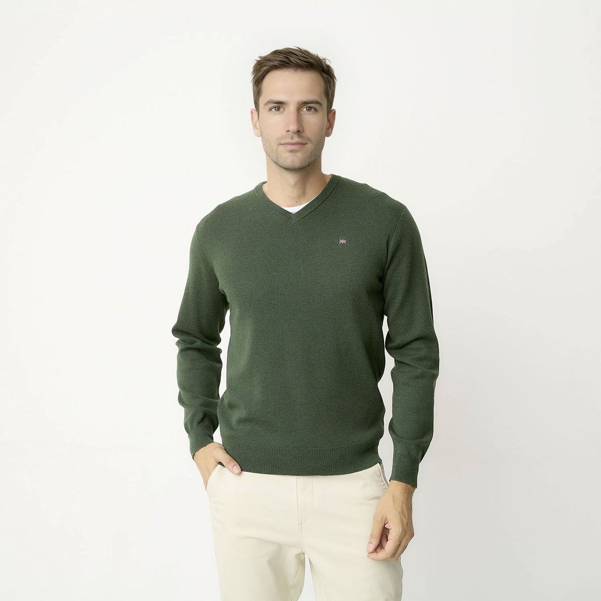 UNIVERSITY CLUB - Sweater Casual Algodón University Club Hombre Cuello En V