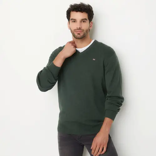 UNIVERSITY CLUB - Sweater Casual Algodón Hombre Cuello En V