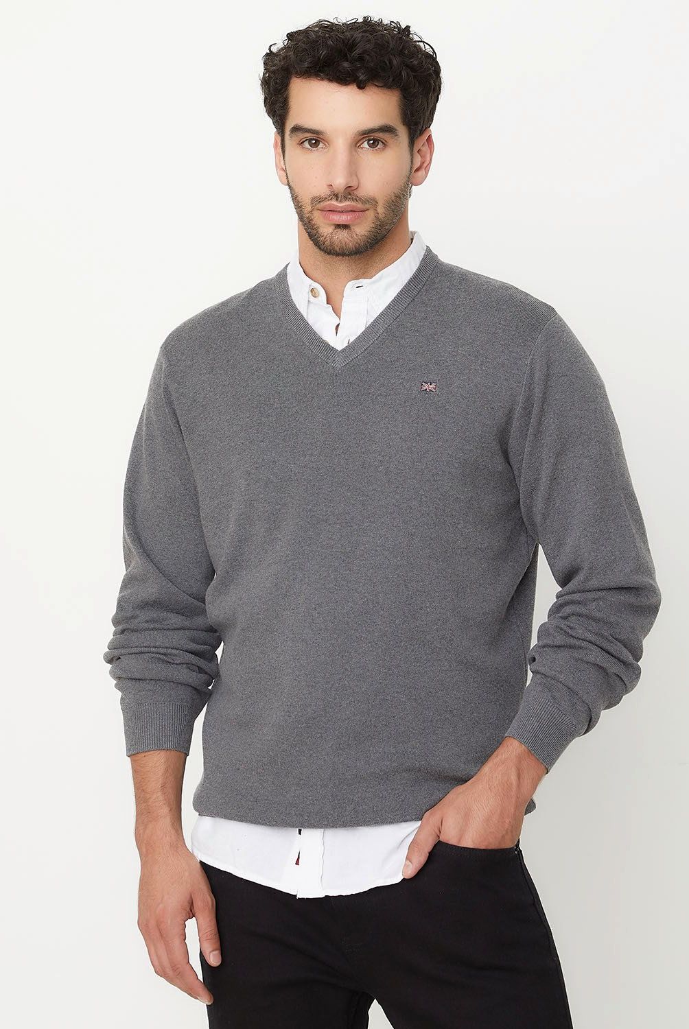 UNIVERSITY CLUB - Sweater Casual Algodón University Club Hombre Cuello En V