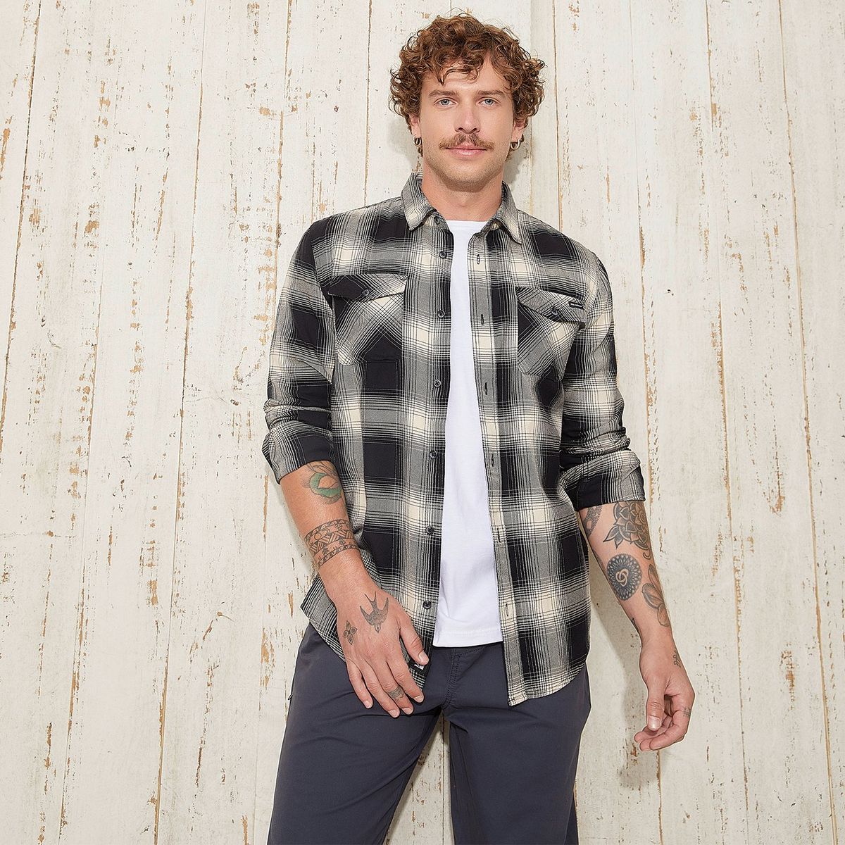 DOO AUSTRALIA - Camisa Casual Hombre Doo Australia Slim Fit Algodón Cuadros