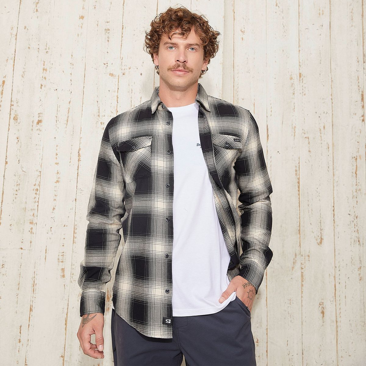 DOO AUSTRALIA - Camisa Casual Hombre Doo Australia Slim Fit Algodón Cuadros