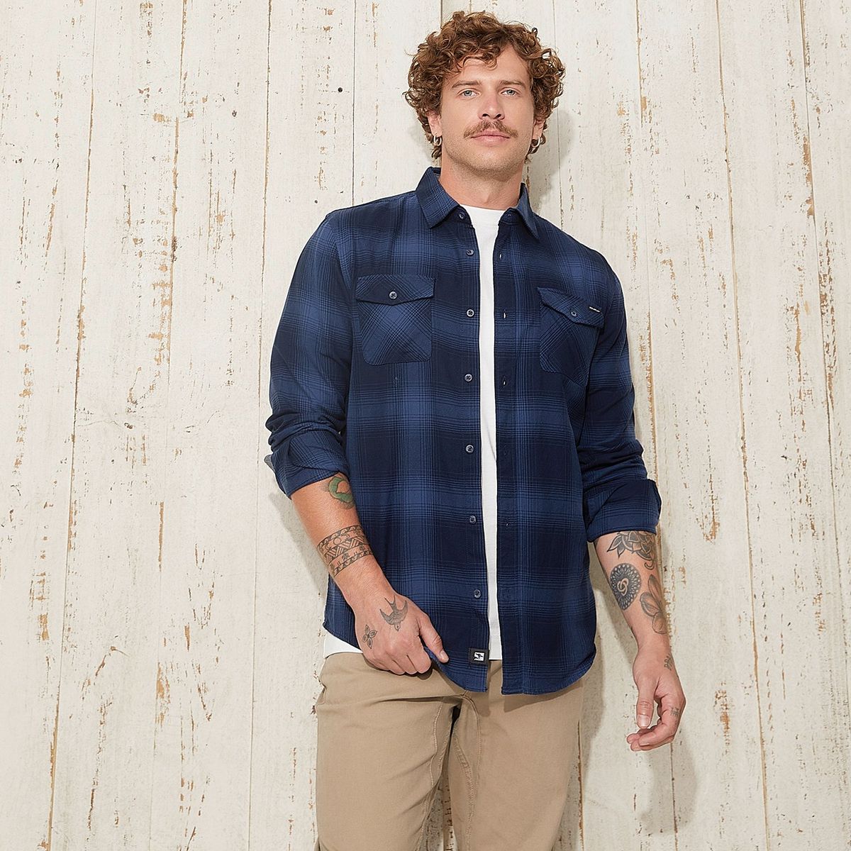 DOO AUSTRALIA - Camisa Casual Hombre Doo Australia Slim Fit Algodón Cuadros
