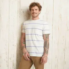 DOO AUSTRALIA - Polera Manga Corta Casual Hombre Algodón Rayas