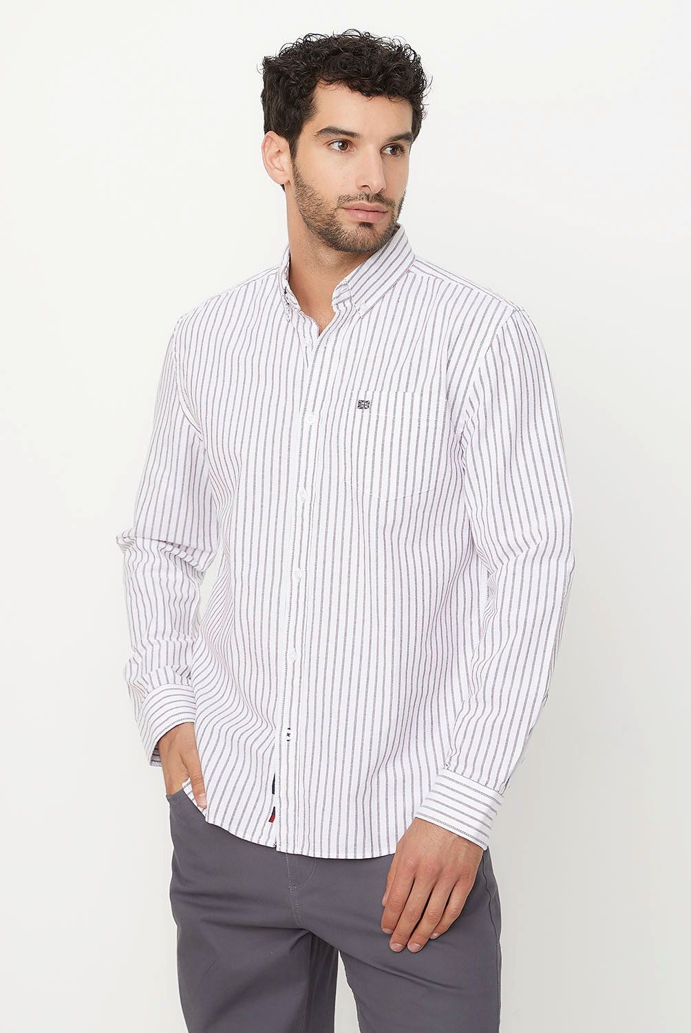 UNIVERSITY CLUB - Camisa Casual Manga Larga University Club Algodón Hombre