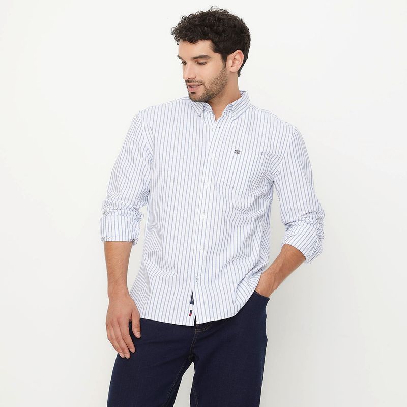 UNIVERSITY CLUB - Camisa Casual Manga Larga University Club Algodón Hombre