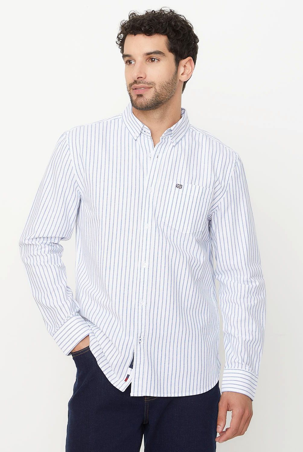 UNIVERSITY CLUB - Camisa Casual Manga Larga University Club Algodón Hombre