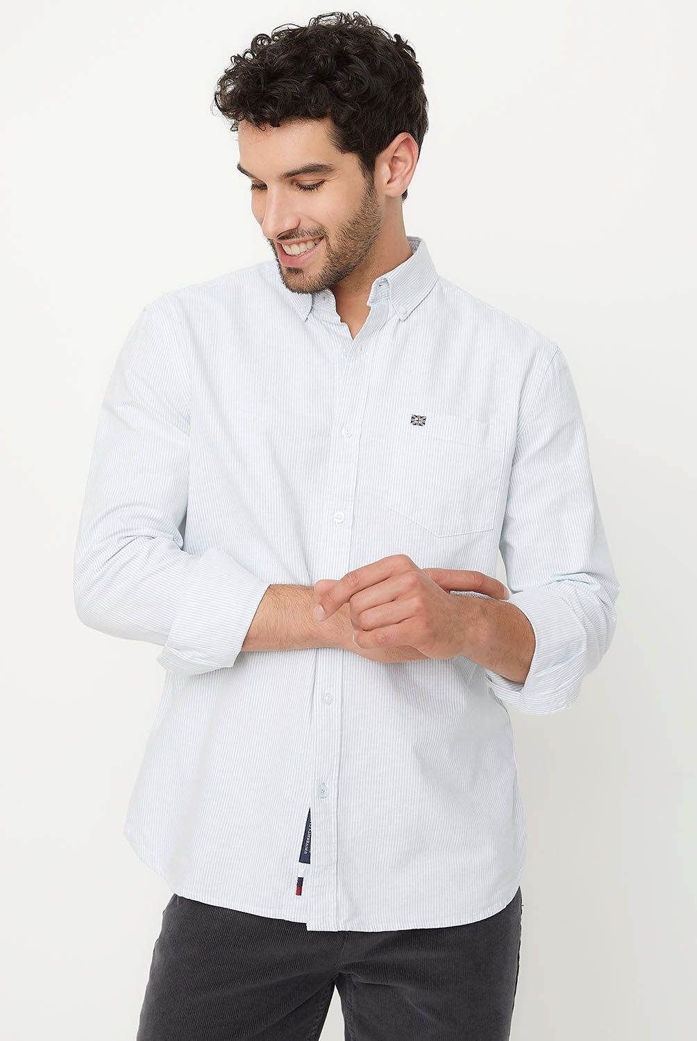 UNIVERSITY CLUB - Camisa Casual Manga Larga University Club Algodón Hombre