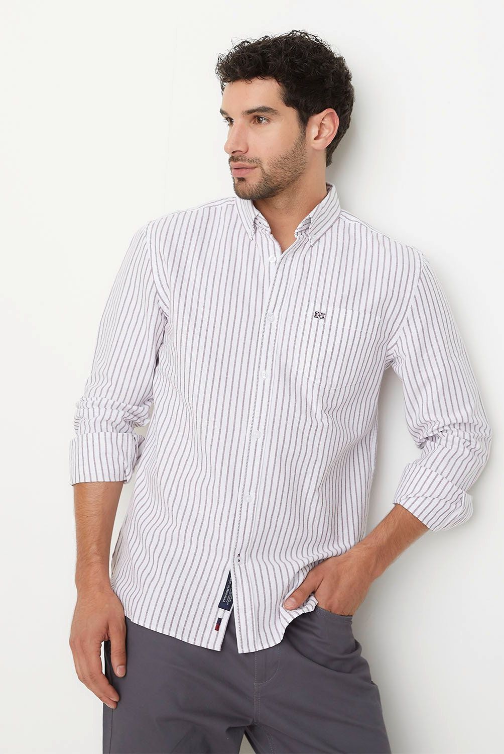 UNIVERSITY CLUB - Camisa Casual Manga Larga University Club Algodón Hombre