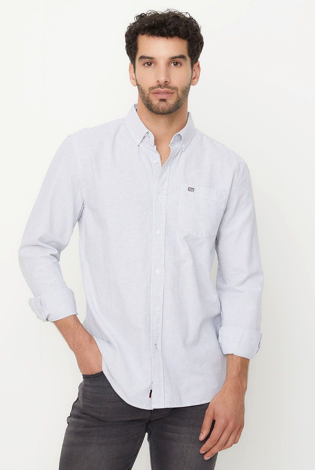 UNIVERSITY CLUB - Camisa Casual Manga Larga University Club Algodón Hombre