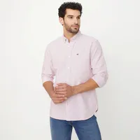 Camisa Casual Manga Larga Algodón Hombre