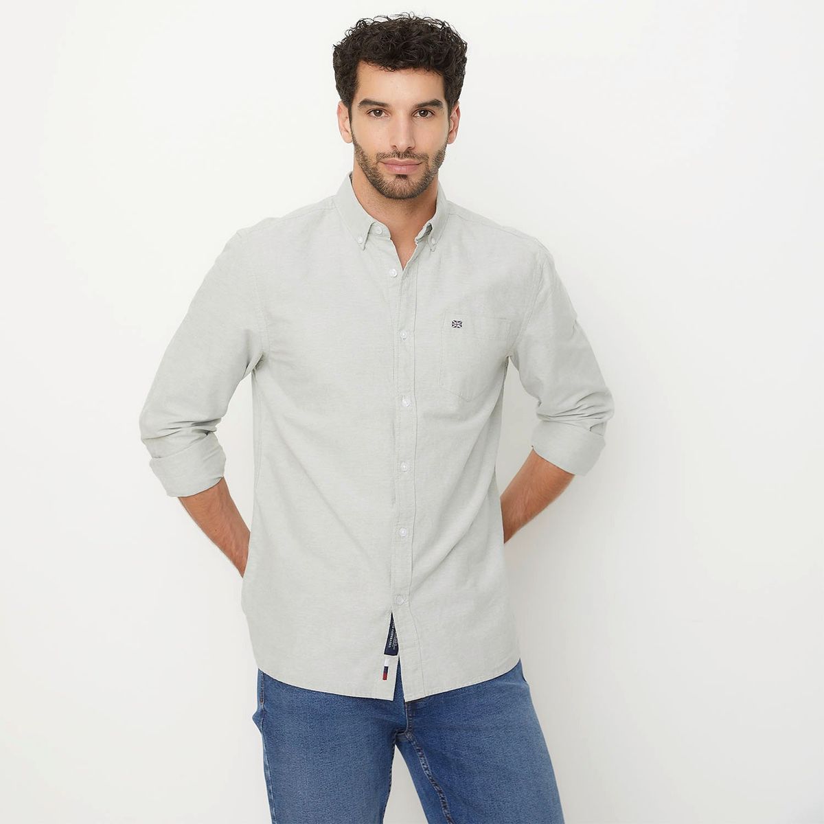 UNIVERSITY CLUB - Camisa Casual Manga Larga University Club Algodón Hombre