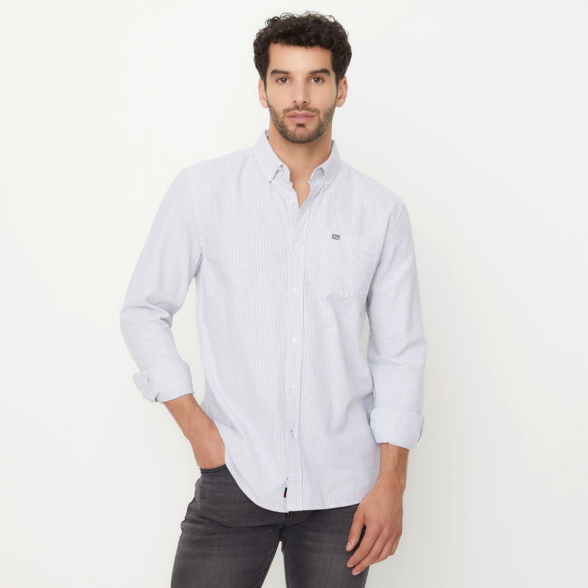 UNIVERSITY CLUB - Camisa Casual Manga Larga University Club Algodón Hombre