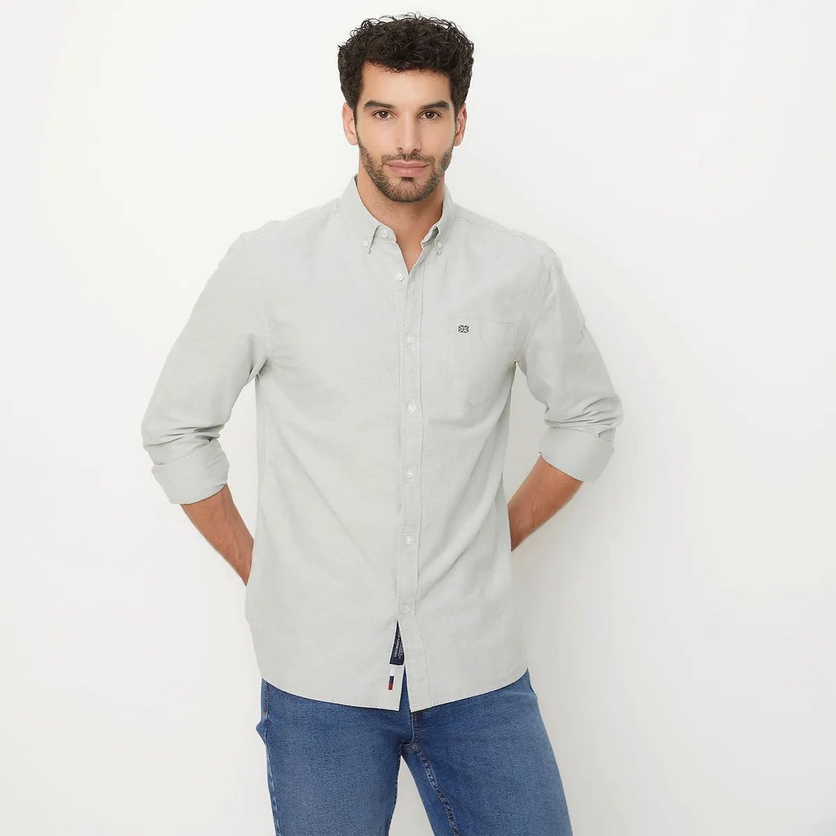UNIVERSITY CLUB - Camisa Casual Manga Larga University Club Algodón Hombre