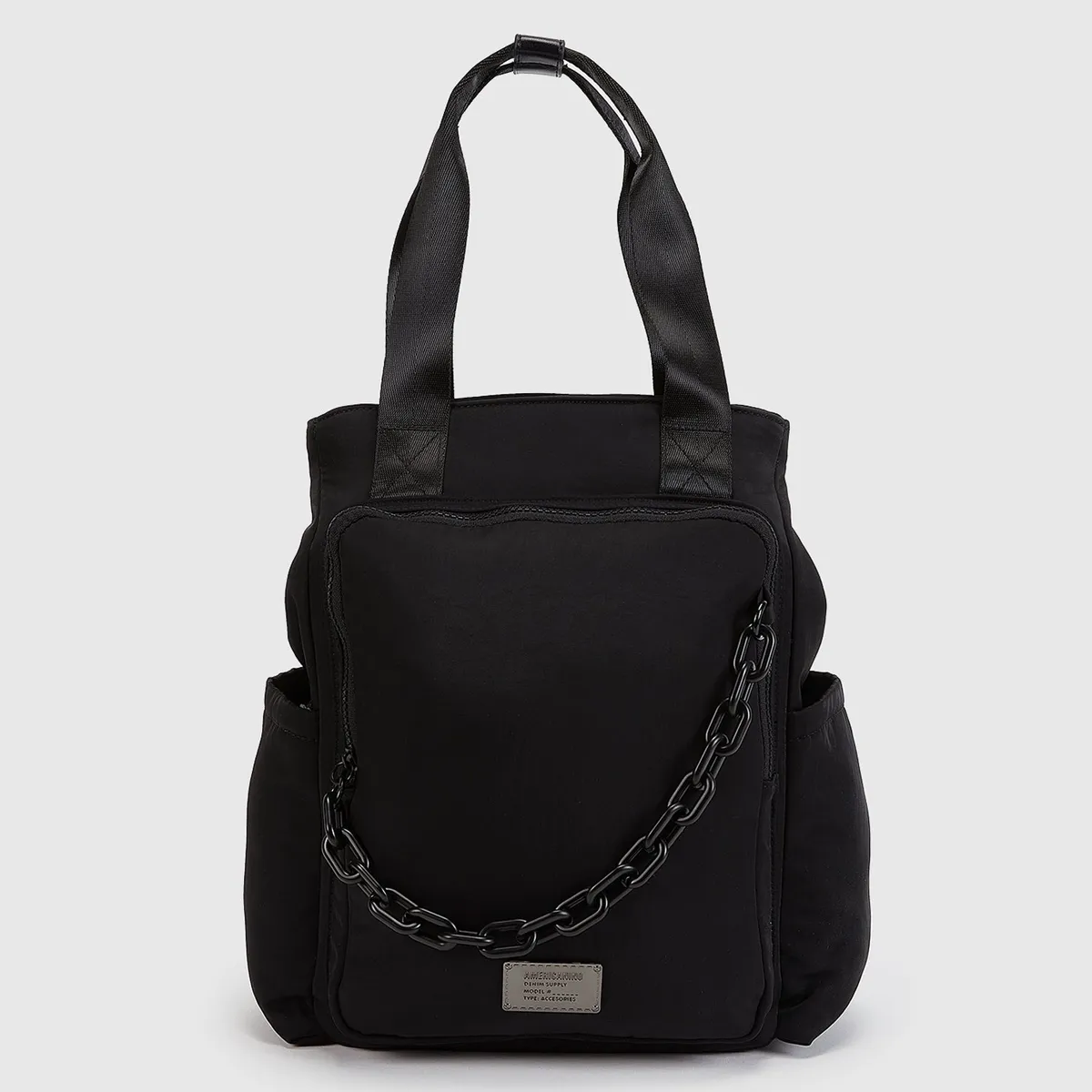 AMERICANINO - Mochila Americanino Mujer Negra Diseño Con Cadena