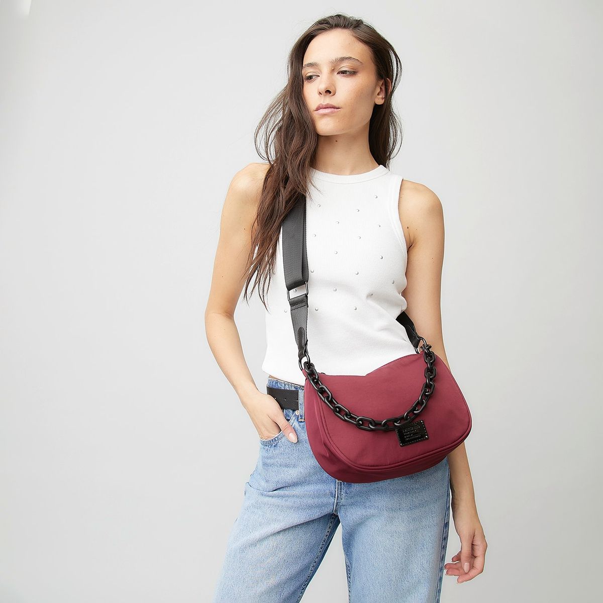 AMERICANINO - Bandolera Americanino Mujer Diseño Cadena Roja