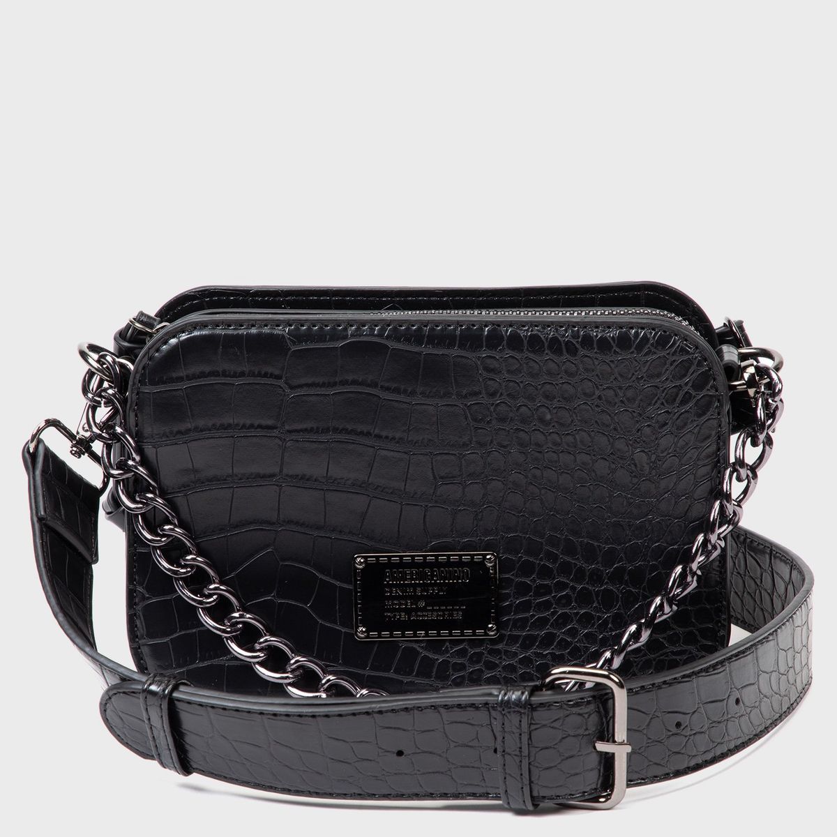 AMERICANINO - Bandolera Mujer Americanino Sintética Texturada Negra