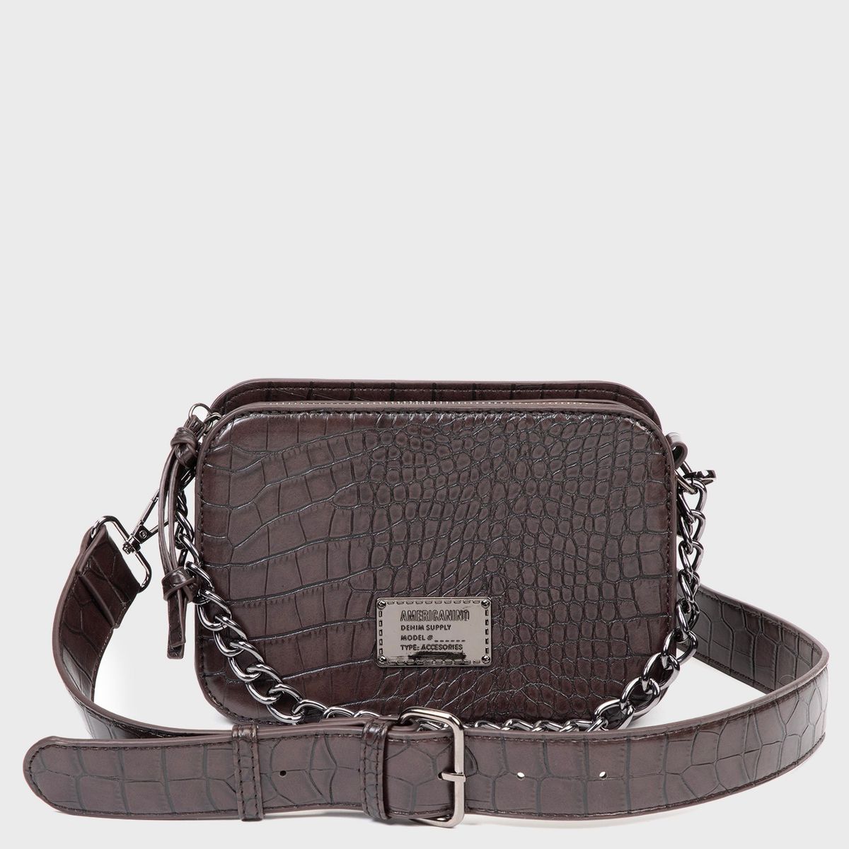 AMERICANINO - Bandolera Mujer Americanino Sintética Texturada Negra