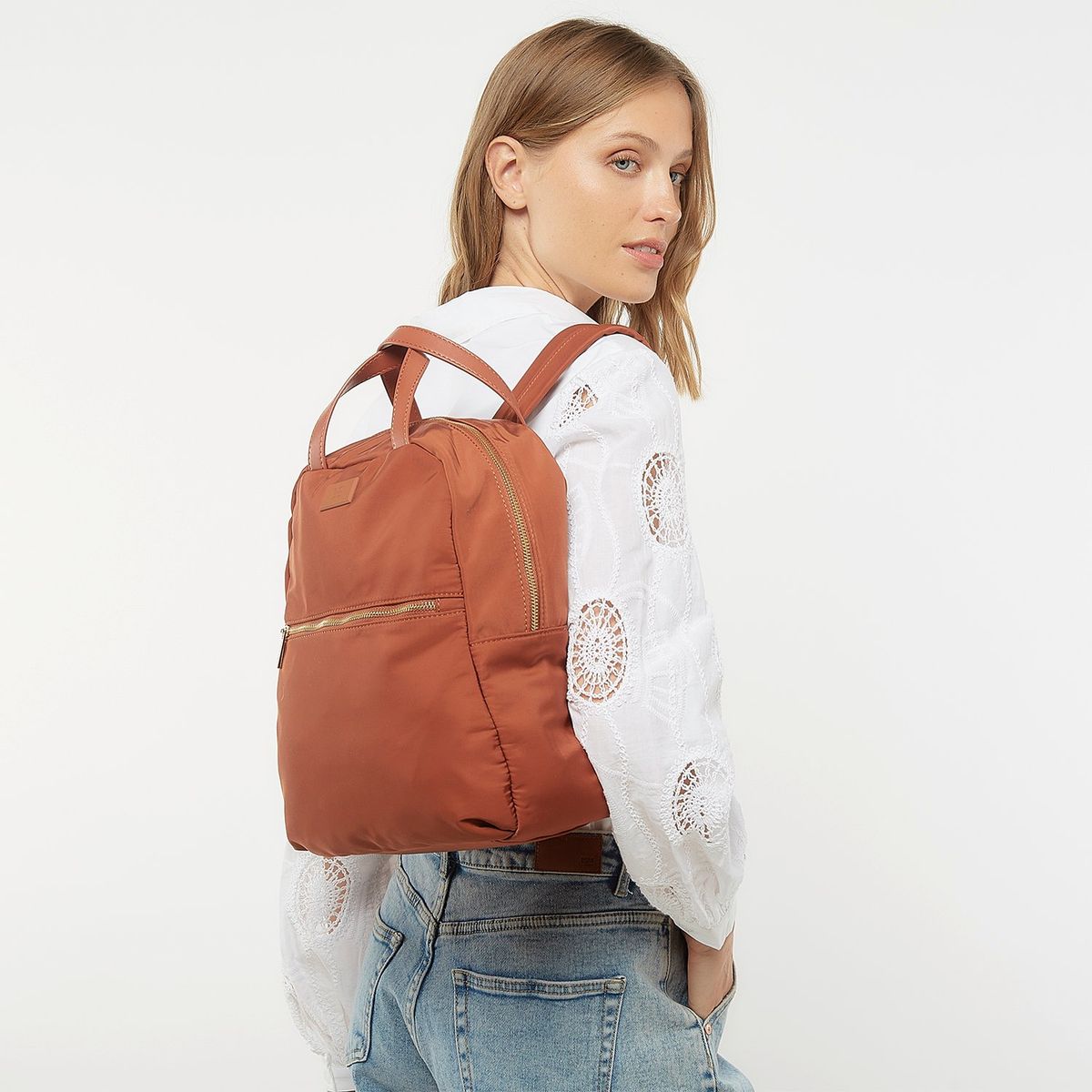 BASEMENT - Mochila Basement Mujer Diseño Liso Oliva