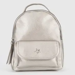 SYBILLA - Mochila Mujer Pequeña Plateada Diseño Liso