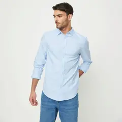 BASEMENT - Camisa Manga Larga Casual Algodón Hombre