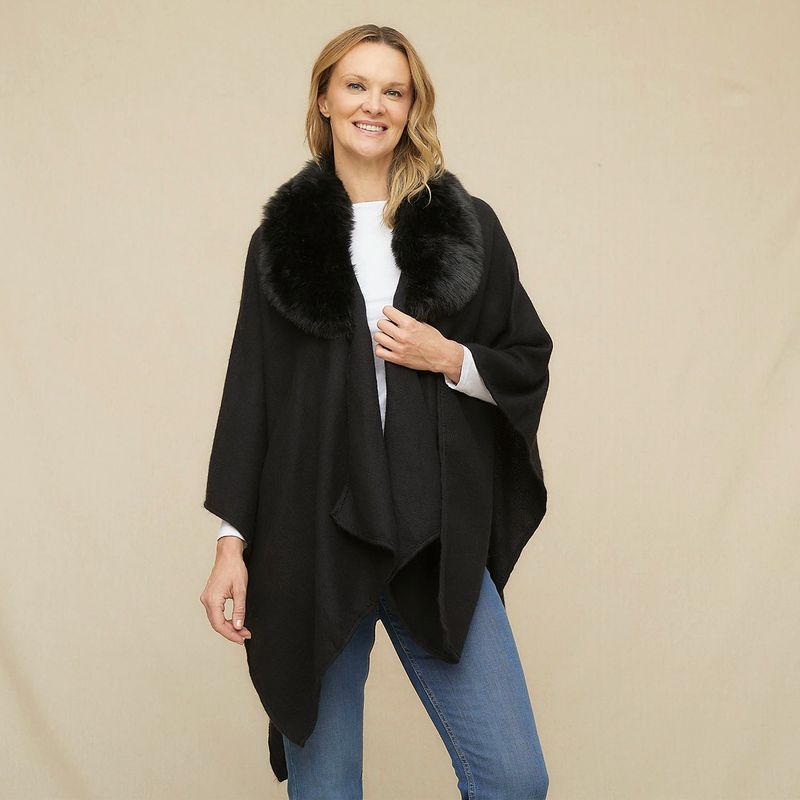 S COCCI - Poncho S Cocci Cuello de Piel Mujer
