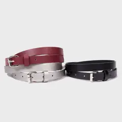 SYBILLA - Pack 3 Cinturones Lisos Casuales Mujer