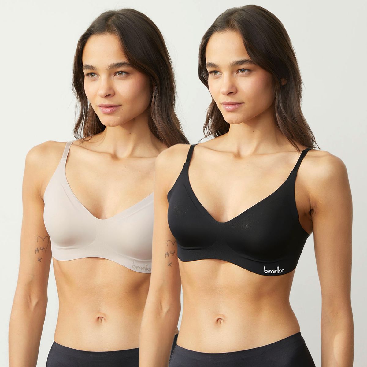 BENETTON - Pack De 2 Sostenes Sin Arco Microfibra Mujer Benetton