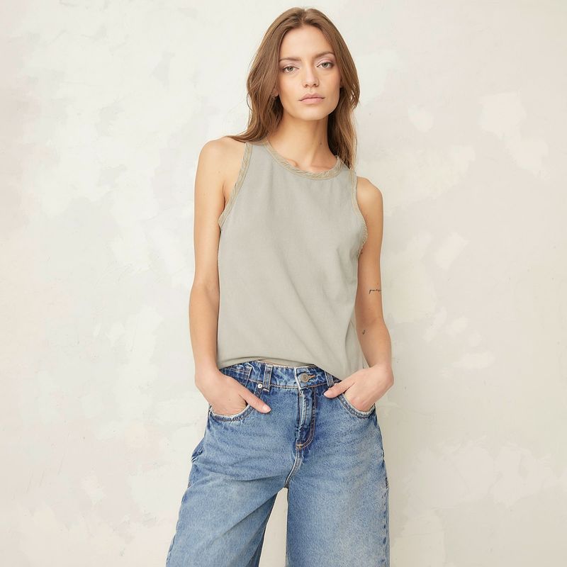 AMERICANINO - Polera Americanino Mujer Sin Mangas de Algodón Casual