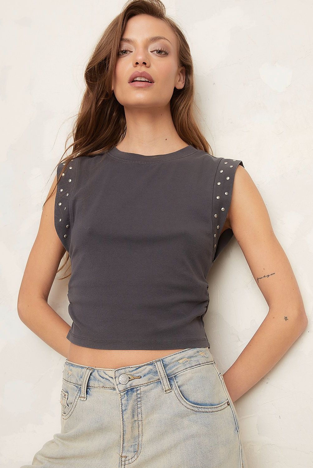 AMERICANINO - Polera Mujer Americanino Casual Algodón Con Tachas