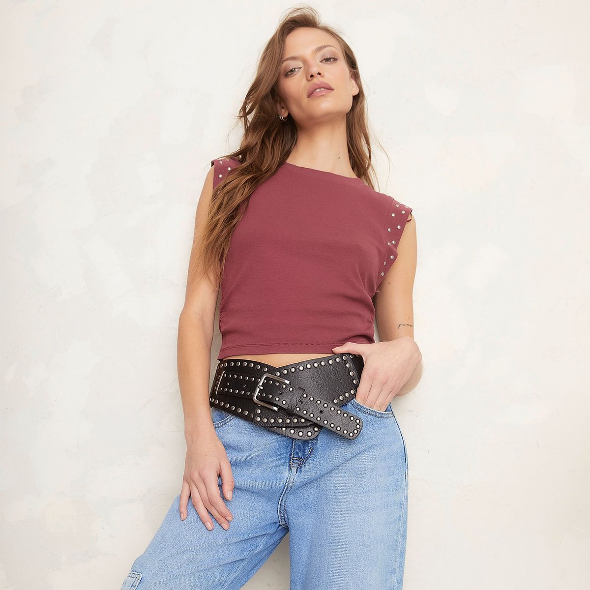 AMERICANINO - Polera Mujer Americanino Casual Algodón Con Tachas