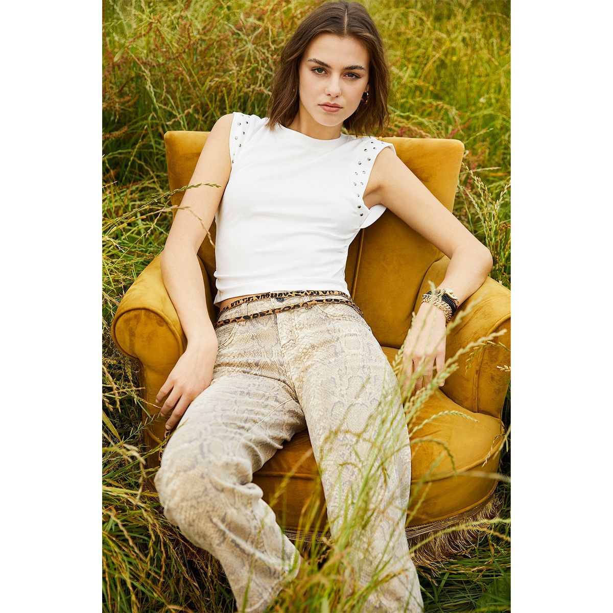 AMERICANINO - Polera Mujer Americanino Casual Algodón Con Tachas