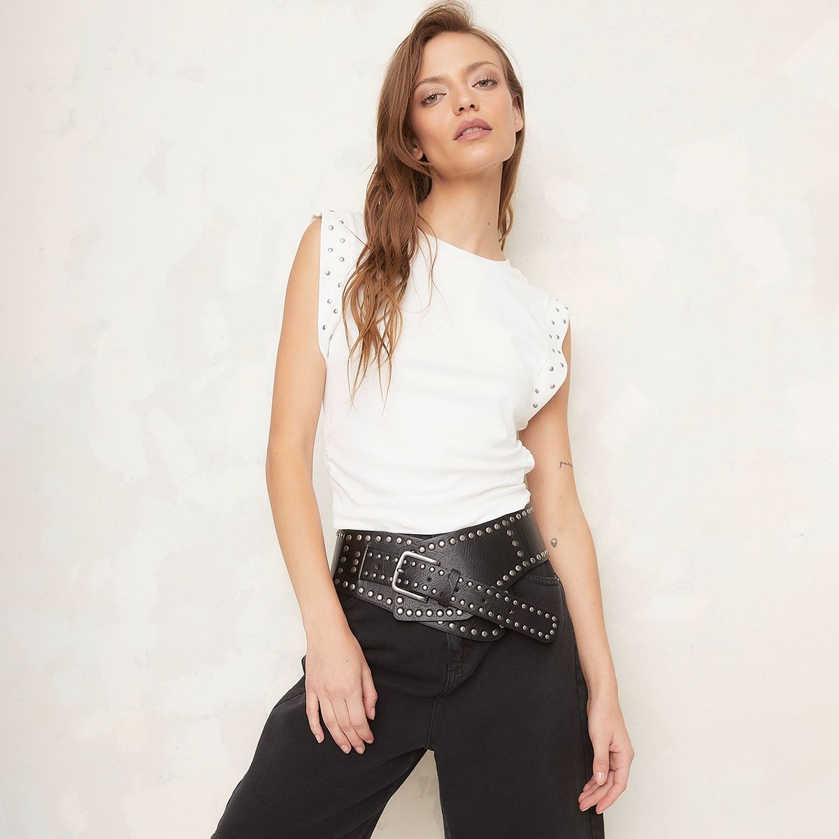 AMERICANINO - Polera Mujer Americanino Casual Algodón Con Tachas