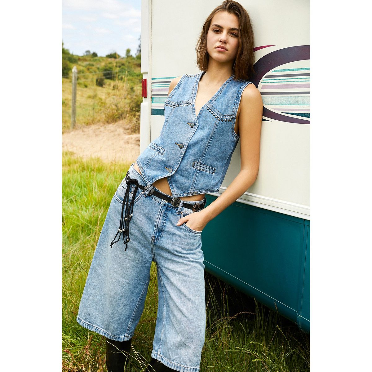 AMERICANINO - Chaleco Denim Americanino Liso Mujer Casual