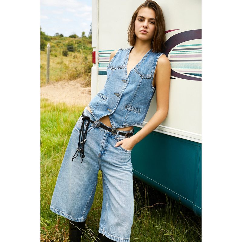 AMERICANINO - Chaleco Denim Americanino Liso Mujer Casual