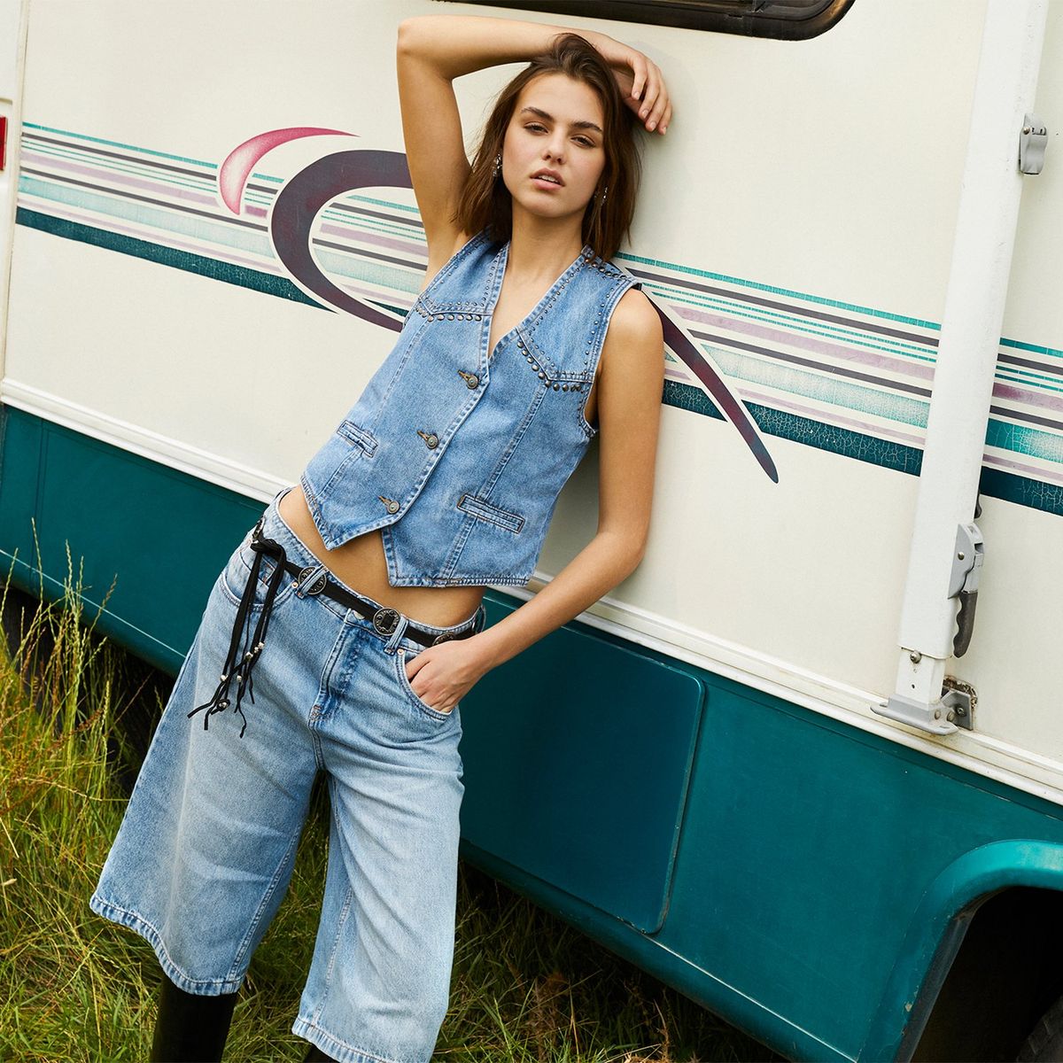 AMERICANINO - Chaleco Denim Americanino Liso Mujer Casual