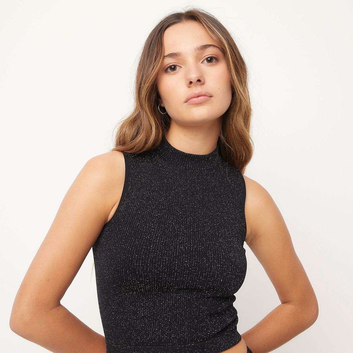 SYBILLA - Polera Sybilla Mujer Casual Sin Mangas Cuello Alto