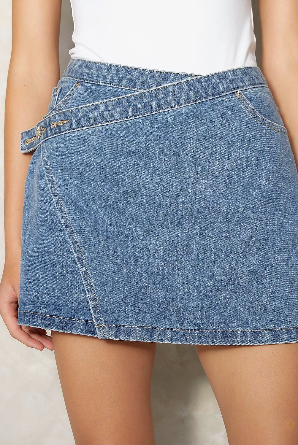 SYBILLA - Falda Sybilla Corta Denim Mujer Tiro Alto Diseño Liso Algodón