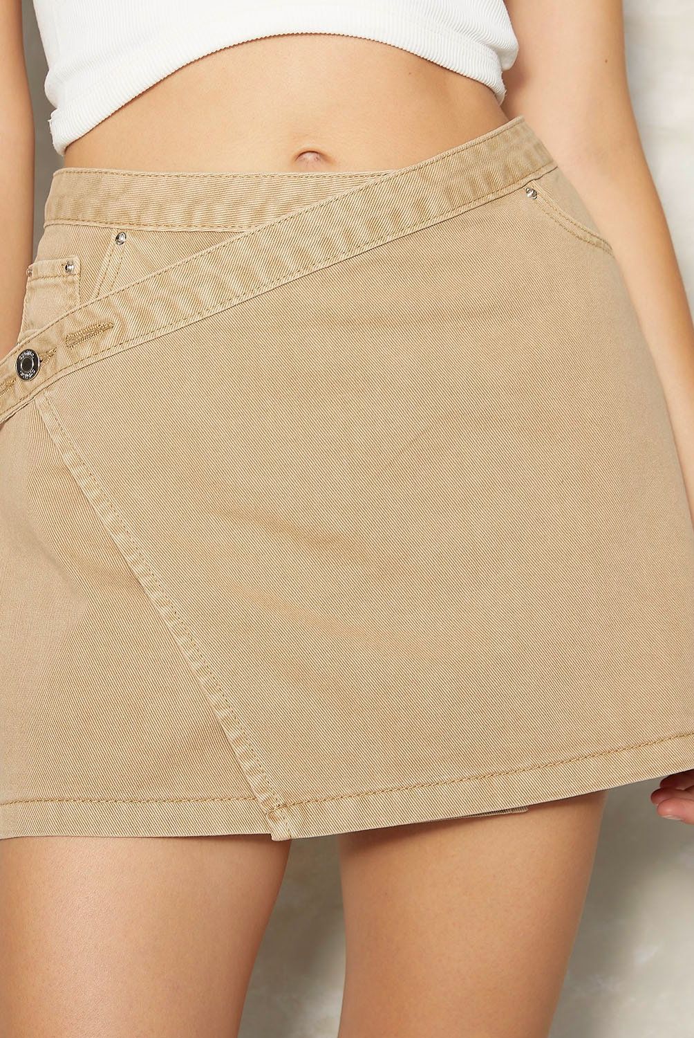 SYBILLA - Falda Sybilla Corta Denim Mujer Tiro Alto Diseño Liso Algodón