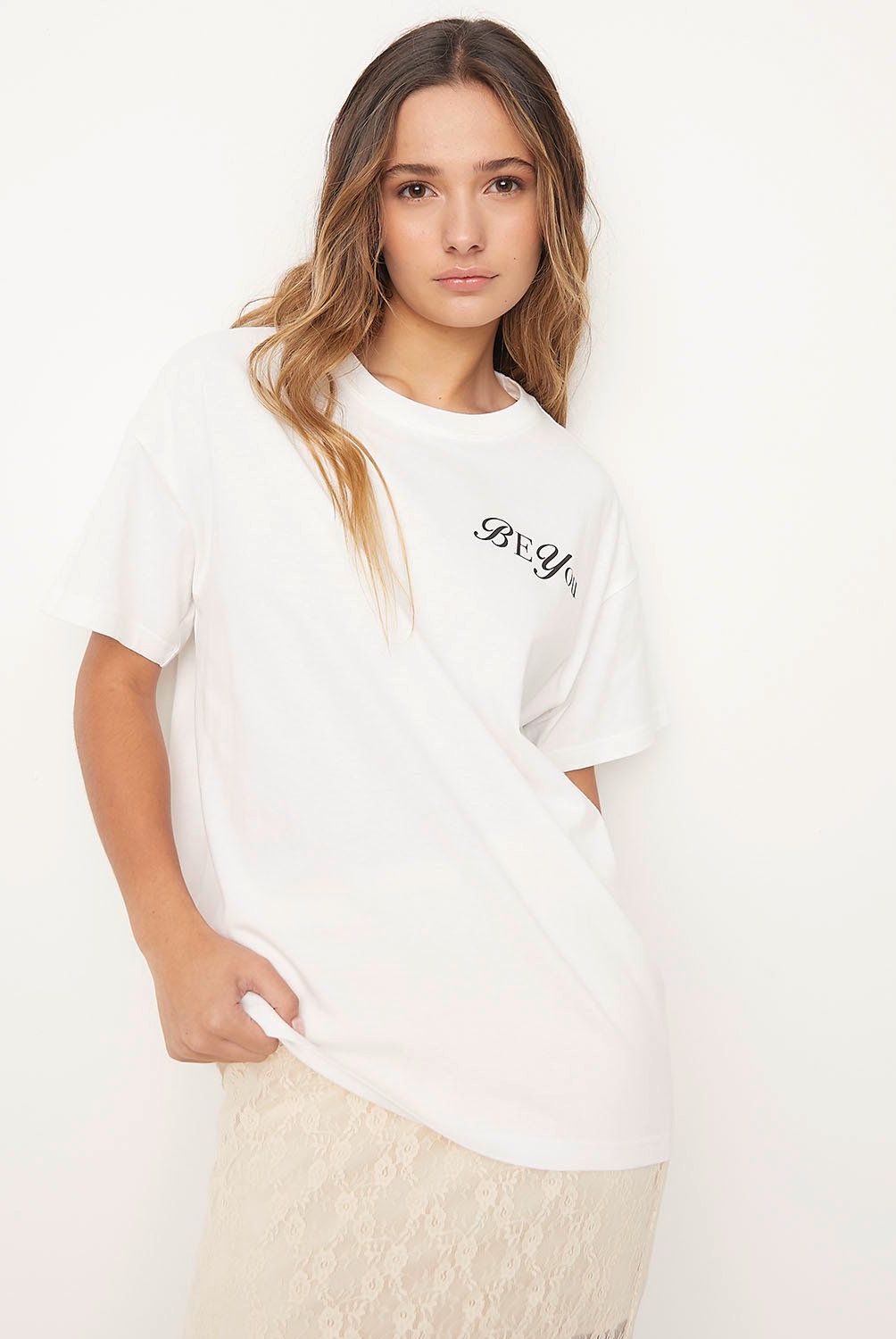 SYBILLA - Polera Sybilla Mujer Oversize Algodón Estampada