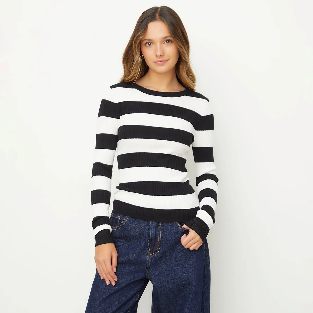 SYBILLA - Sweater Sybilla Acanalado Mujer Manga Larga Casual