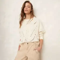 AMERICANINO - Sweater Mujer Liso Manga Larga Cuello Redondo