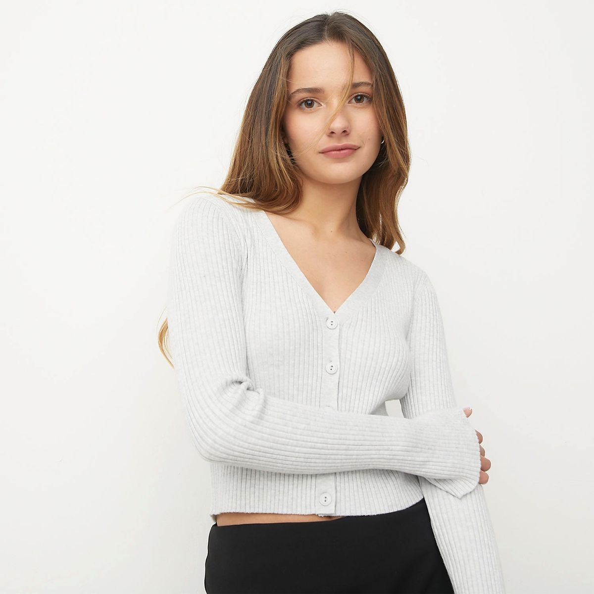 SYBILLA - Chaleco Cardigan Sybilla Liso Manga Larga Mujer Viscosa