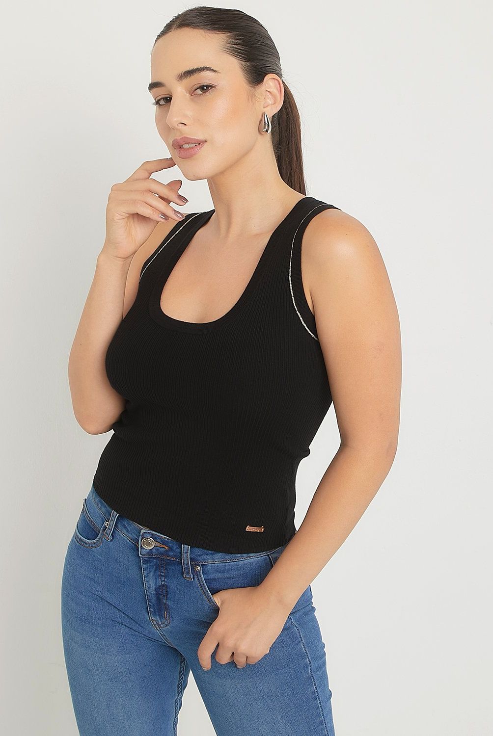 MOSSIMO - Polera Tejido Acanalado Sin Mangas Mujer Mossimo