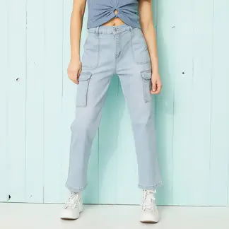 DOO AUSTRALIA - Jeans Cargo Mujer Tiro Alto Calce Urbano